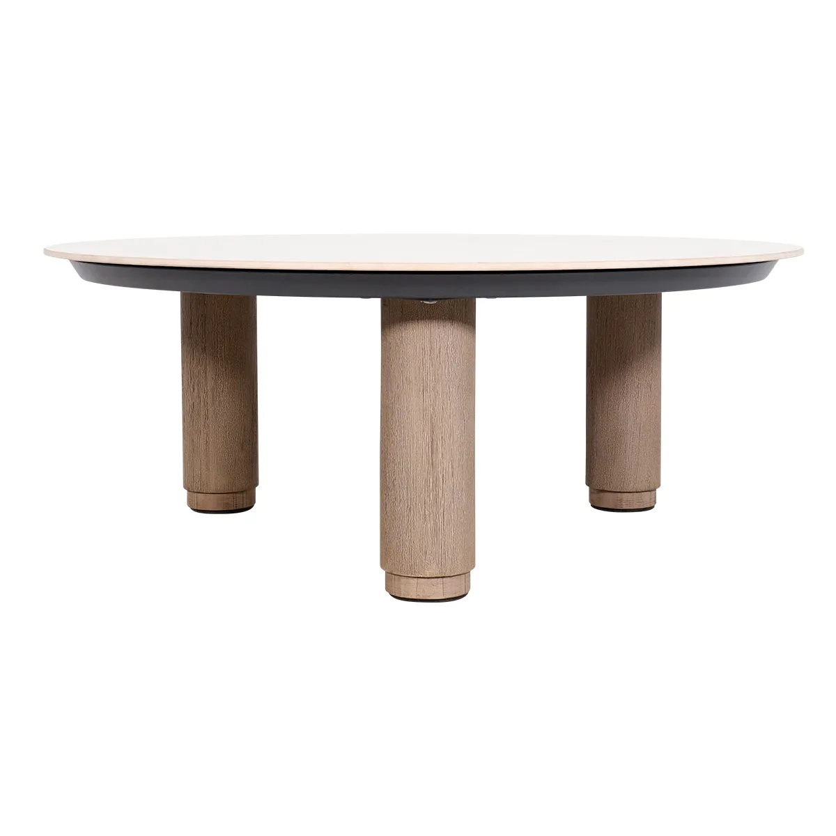 [TA05502] Table basse ronde CHESTER-teck Duratek® et céramique