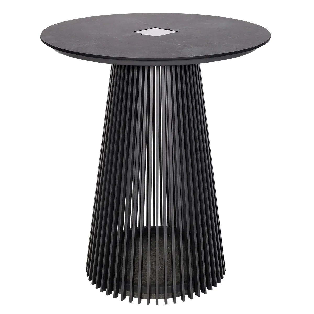 [TA04520] HALO Table ronde repas ou mange-debout solaire en alu latté (Ronde ø90x105 cm, Aluminium gris espace, Ardoise HPL, C500)